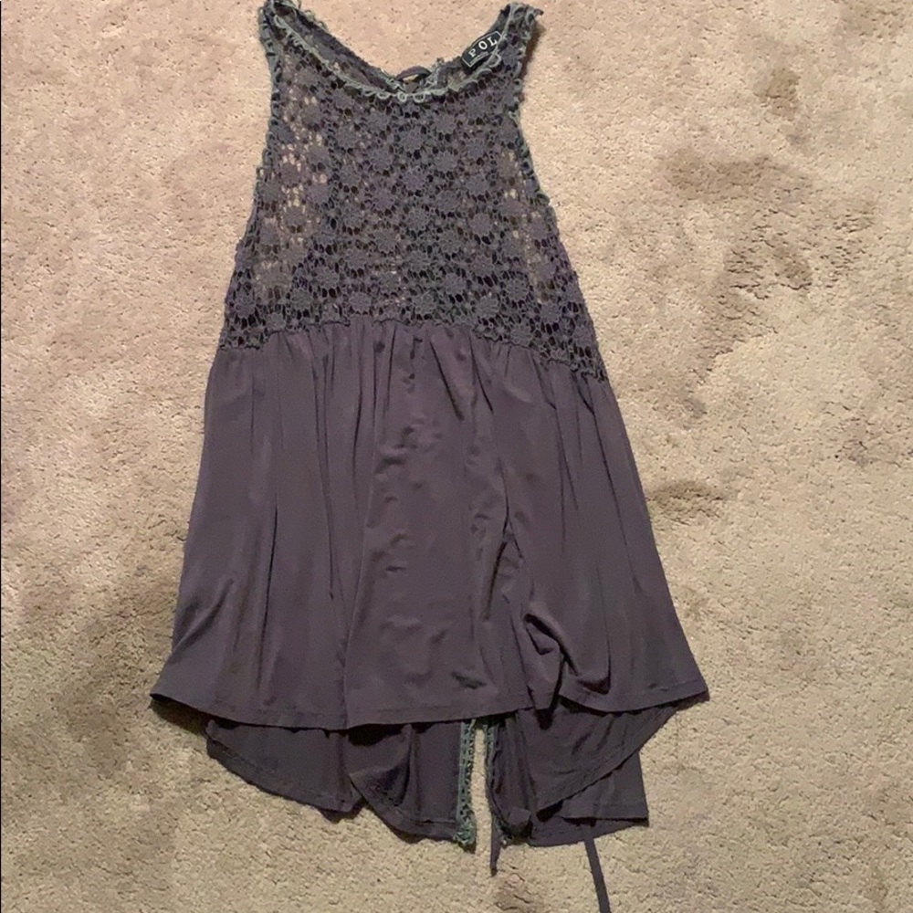 Lace top with tie down back that opens
